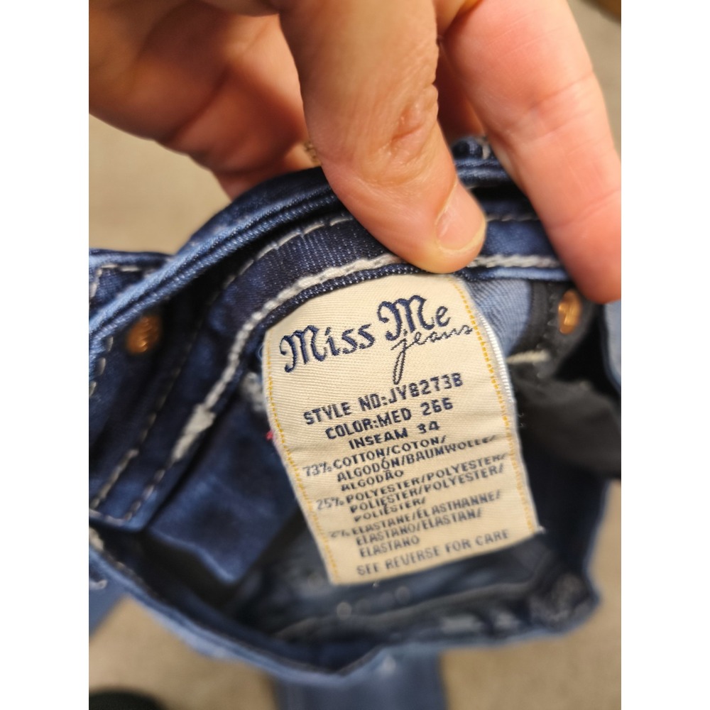 Miss Me Jeans Womens 30x34 Bootcut Blue Bling Flap Pocket Y2K - Picture 4 of 9